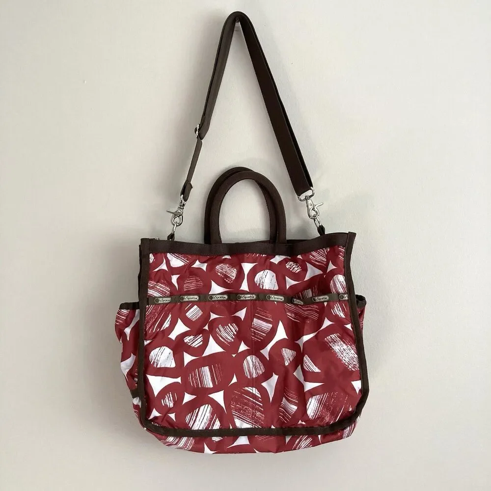 LeSportsac Liz Baby Diaper Bag Tote Large Pockets Rust Brown Utility Carry All